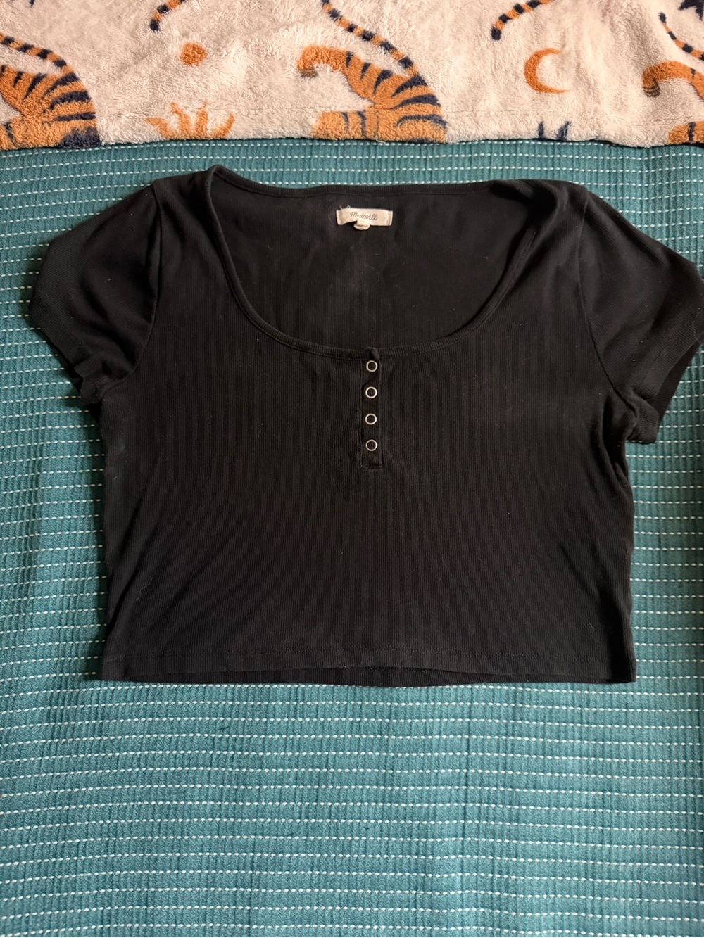 Black Madewell Scoop Neck Short Sleeve Crop Top